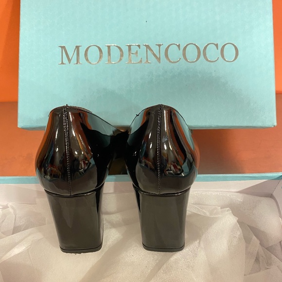 Black patent leather womens chunky heels - Picture 7 of 7